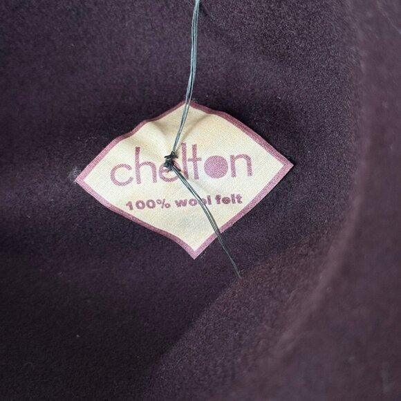 VTG Betmar Chelton Fedora Hat Olive Ribbon Trim Dark Purple Wool Felt One Size - Picture 9 of 10